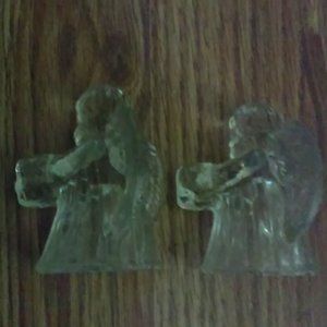 Clear Glass Candle Holders Angels 2 1/2" Tall 2" Wide 1 1/2" Across Bottom